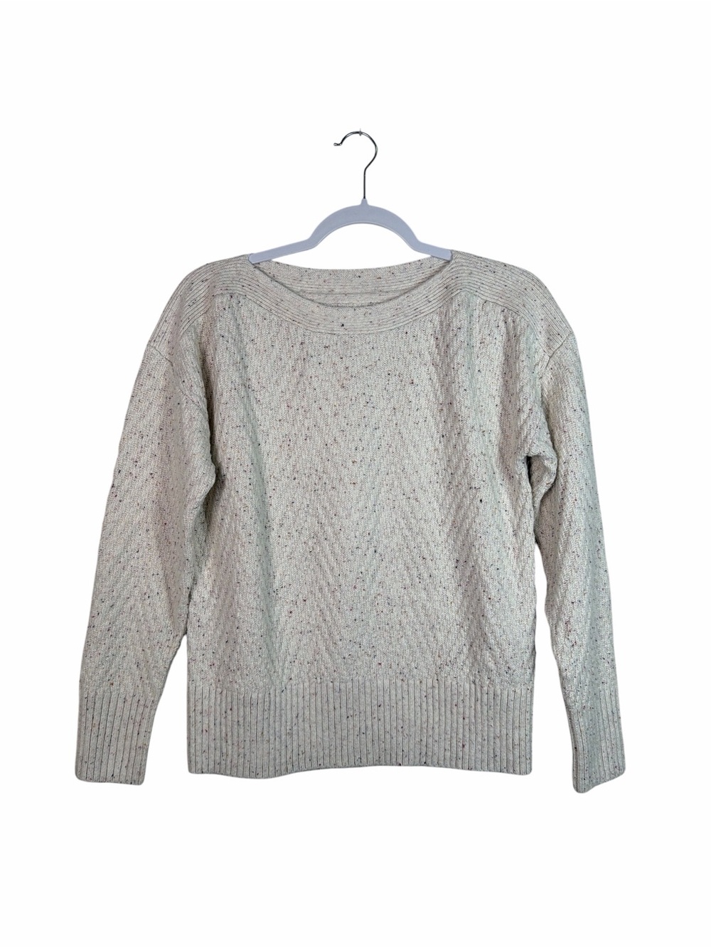 Market & Spruce XS Cream Multicolor Fleck Knit Pullover Sweater Cotton Blend